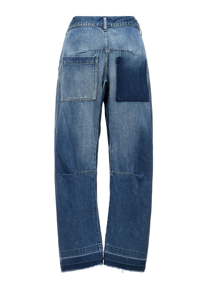 SPOTTED DENIM WIDE PANTS