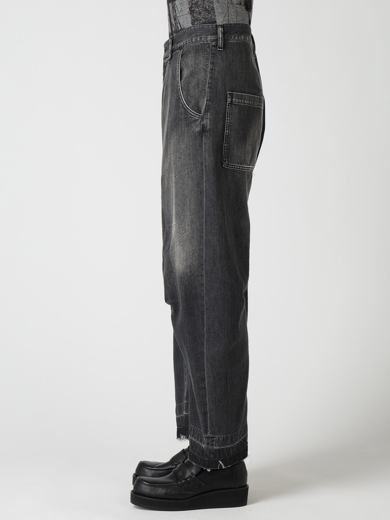 SPOTTED DENIM WIDE PANTS