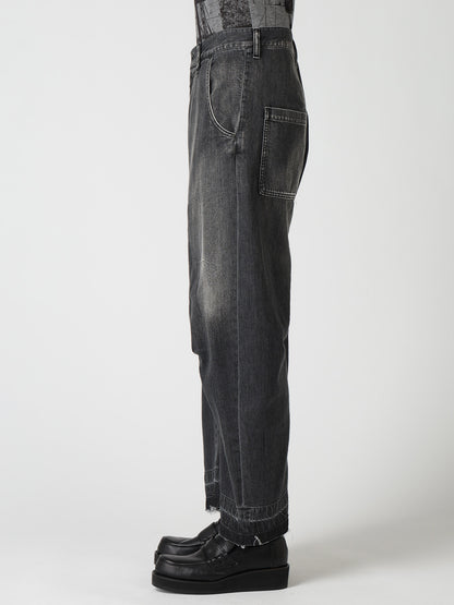 SPOTTED DENIM WIDE PANTS