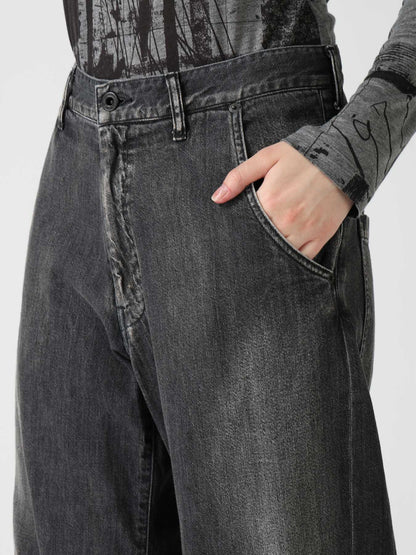 SPOTTED DENIM WIDE PANTS