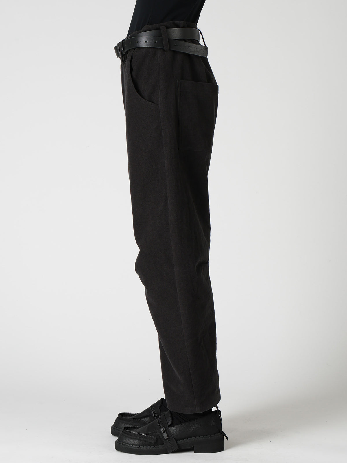 COTTON SUEDE WIDE PANTS