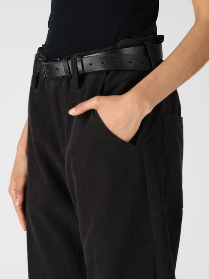 COTTON SUEDE WIDE PANTS