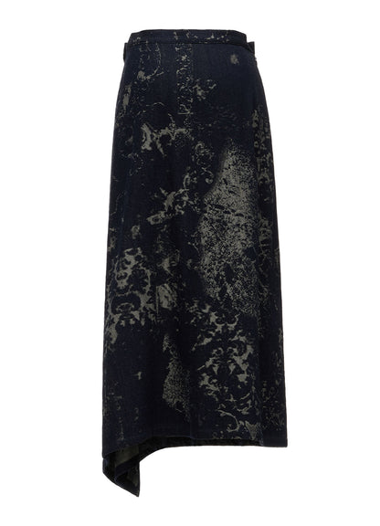 DENIM JACQUARD FRONT CUT-OUT SKIRT