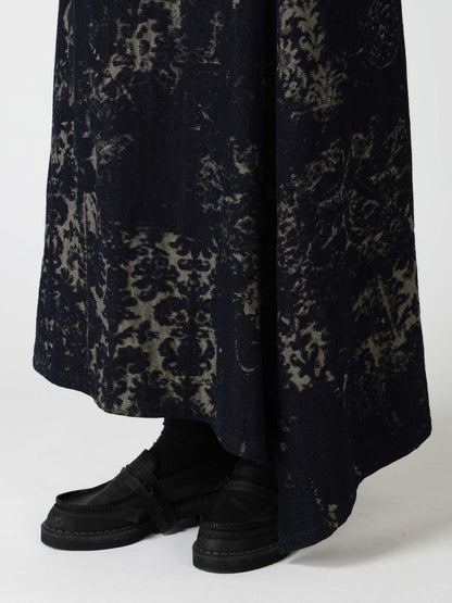 DENIM JACQUARD FRONT CUT-OUT SKIRT