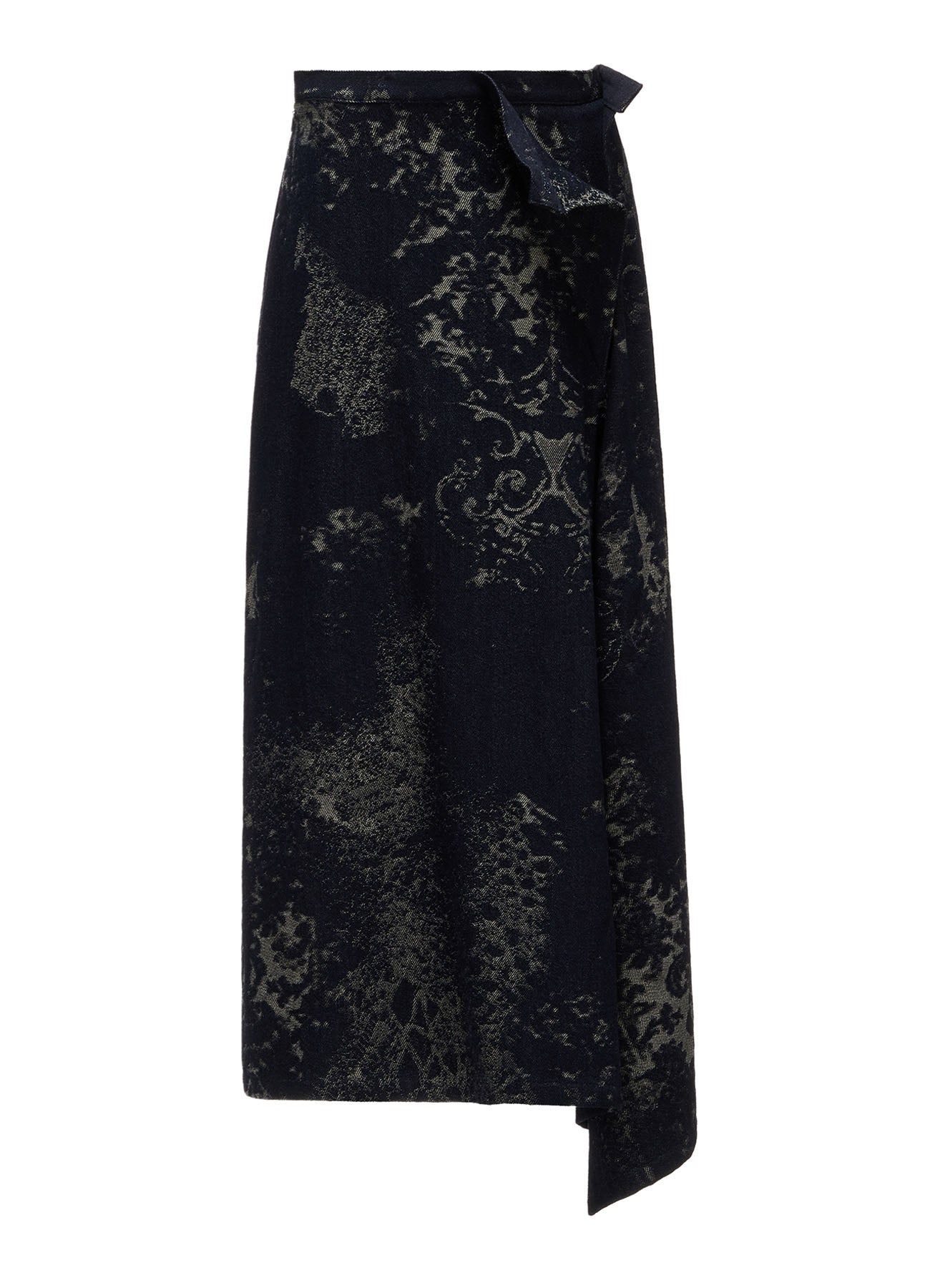 DENIM JACQUARD FRONT CUT-OUT SKIRT