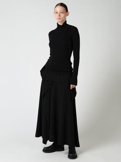 TA/PE CREPE DE CHINE ASYMMETRIC DRAPE SKIRT