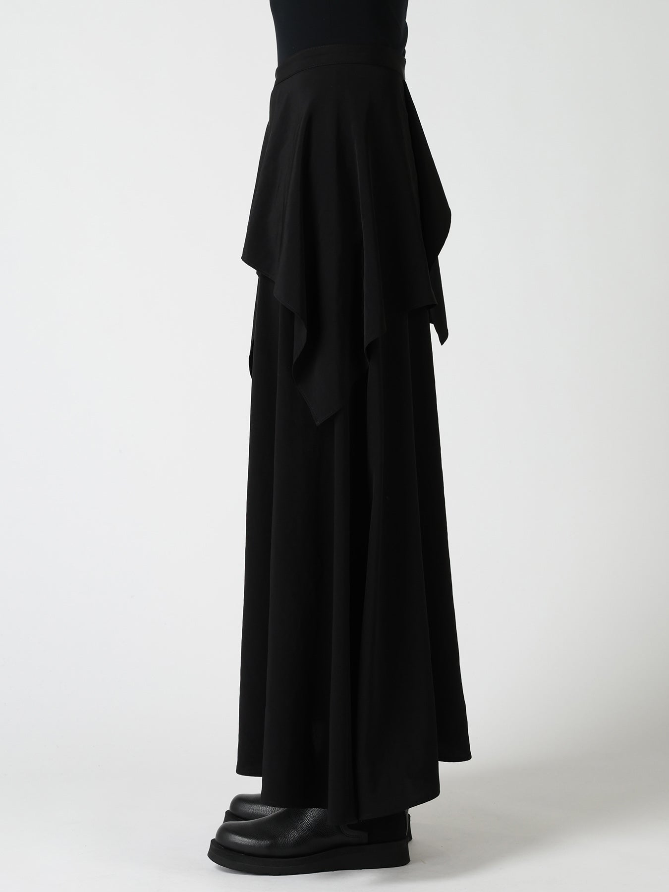 TA/PE CREPE DE CHINE ASYMMETRIC DRAPE SKIRT