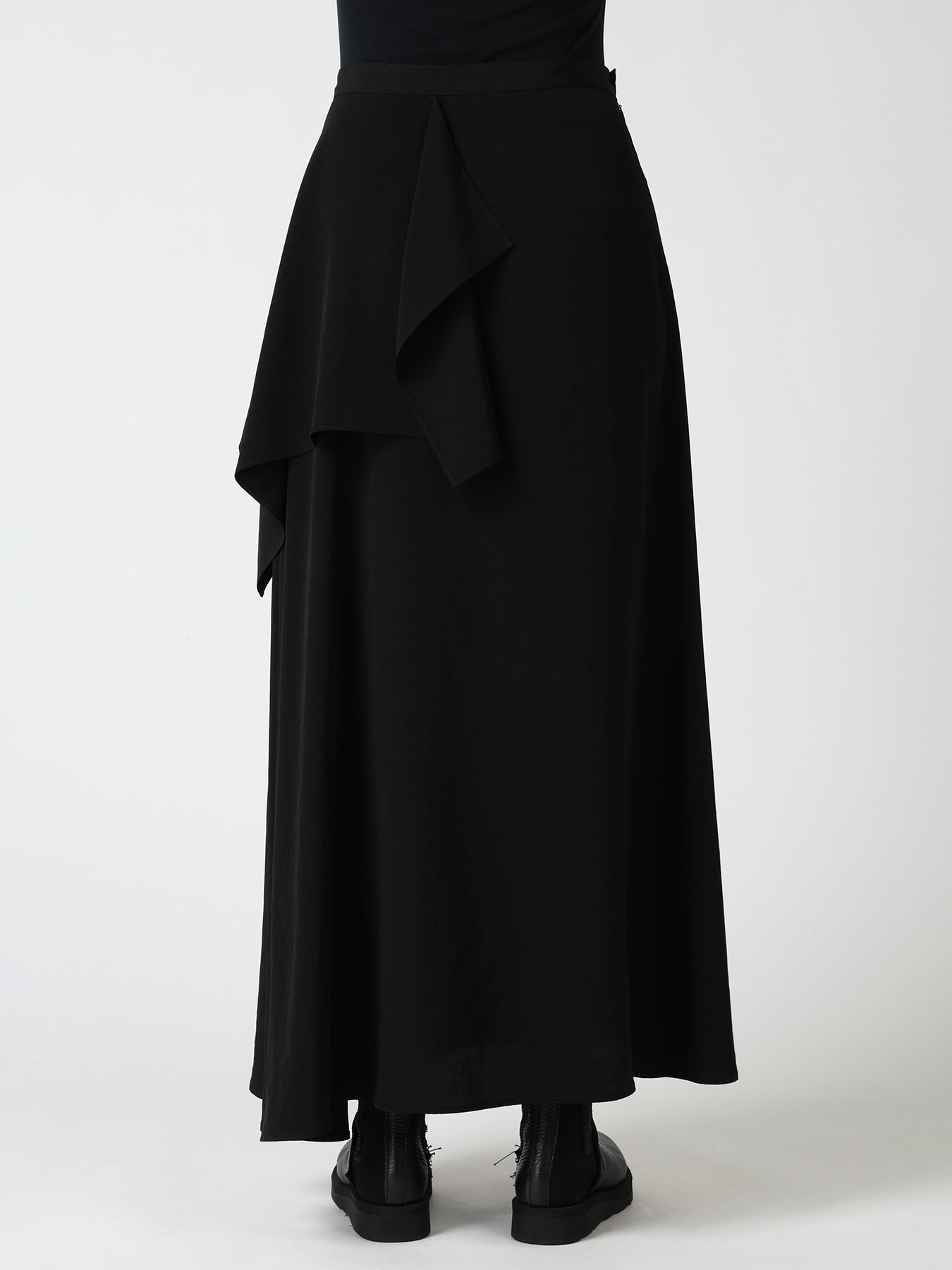 TA/PE CREPE DE CHINE ASYMMETRIC DRAPE SKIRT