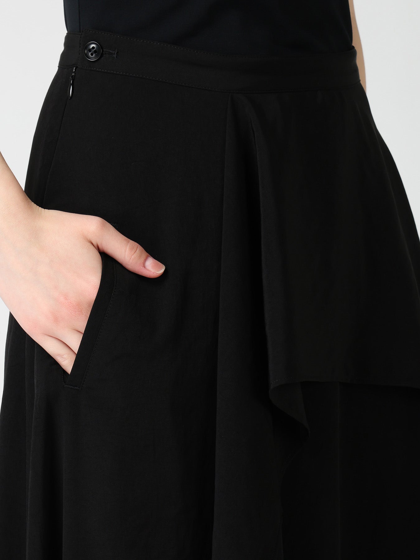 TA/PE CREPE DE CHINE ASYMMETRIC DRAPE SKIRT – THE SHOP YOHJI YAMAMOTO