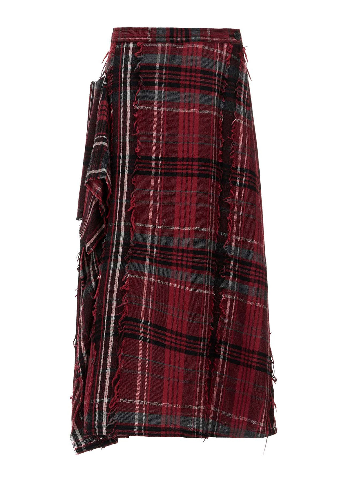 WOOL PLAID CUT JACQUARD RIGHT DRAPE SKIRT