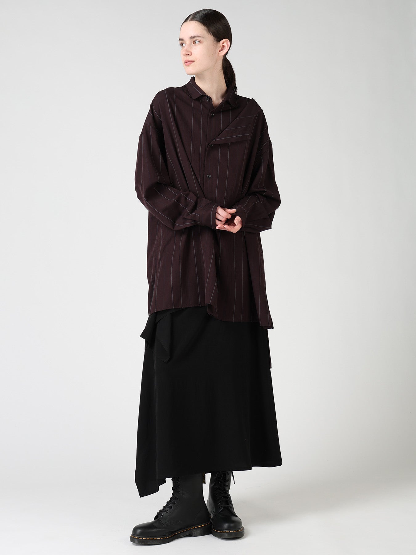 TA/PE CREPE DE CHINE RIGHT DRAPE SKIRT