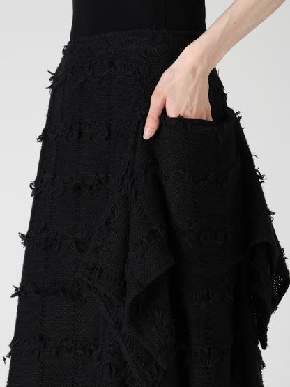 PLAID TWEED LEFT DRAPE SKIRT