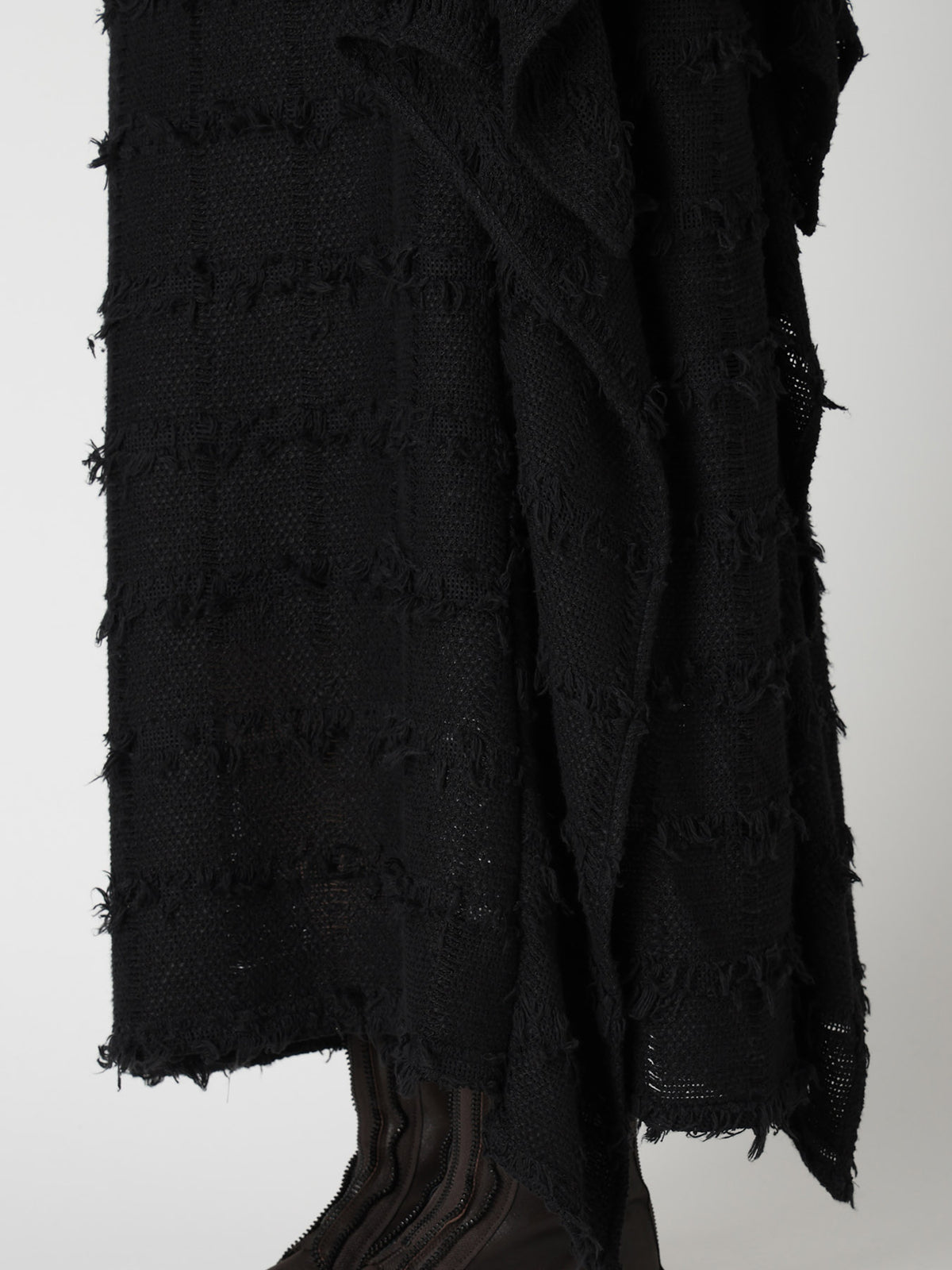 PLAID TWEED LEFT DRAPE SKIRT
