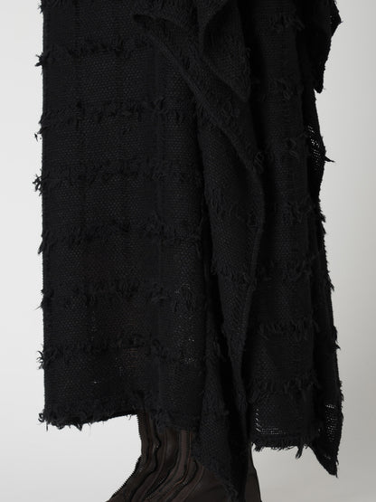 PLAID TWEED LEFT DRAPE SKIRT