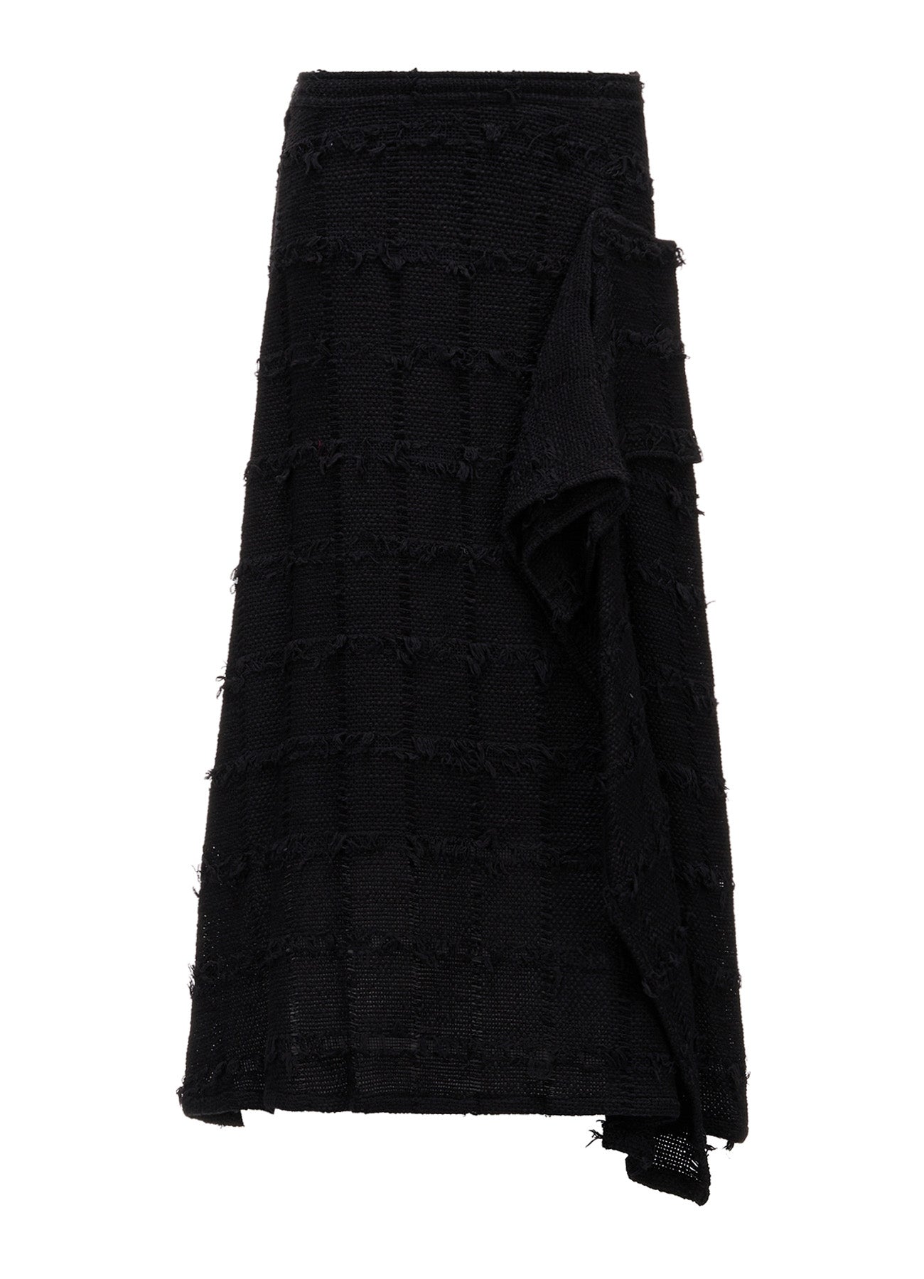 PLAID TWEED LEFT DRAPE SKIRT