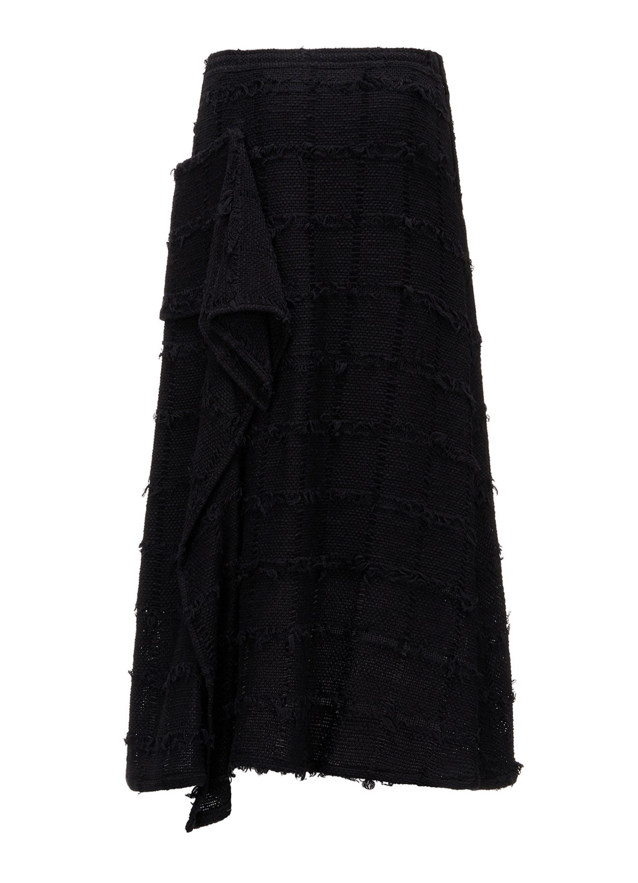 PLAID TWEED LEFT DRAPE SKIRT
