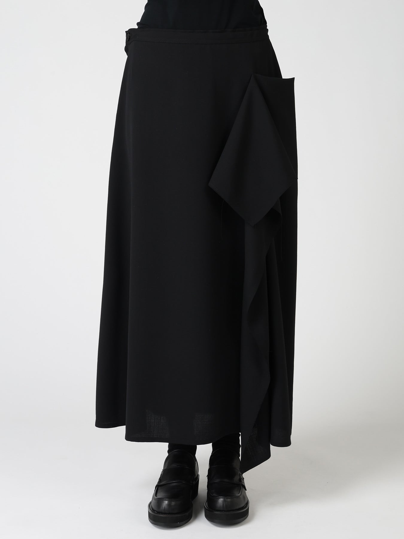 WOOL SERGE LEFT DRAPE SKIRT