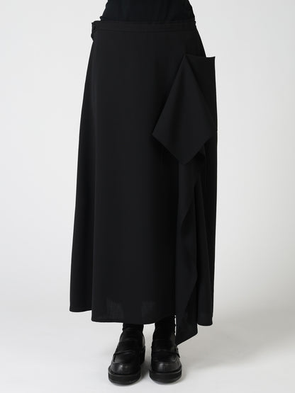 WOOL SERGE LEFT DRAPE SKIRT