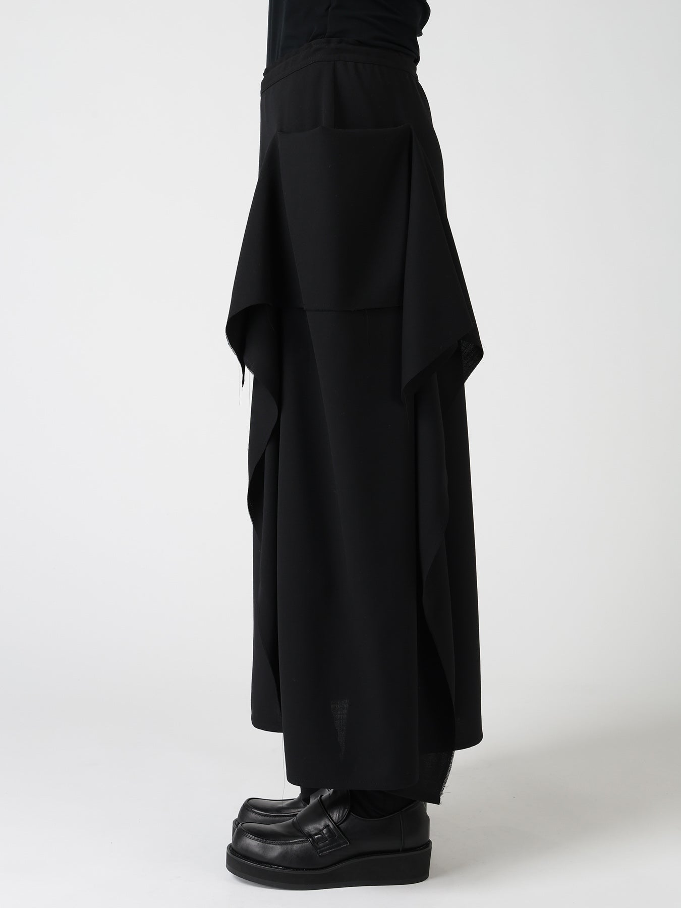 WOOL SERGE LEFT DRAPE SKIRT