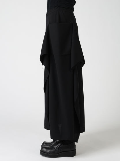WOOL SERGE LEFT DRAPE SKIRT