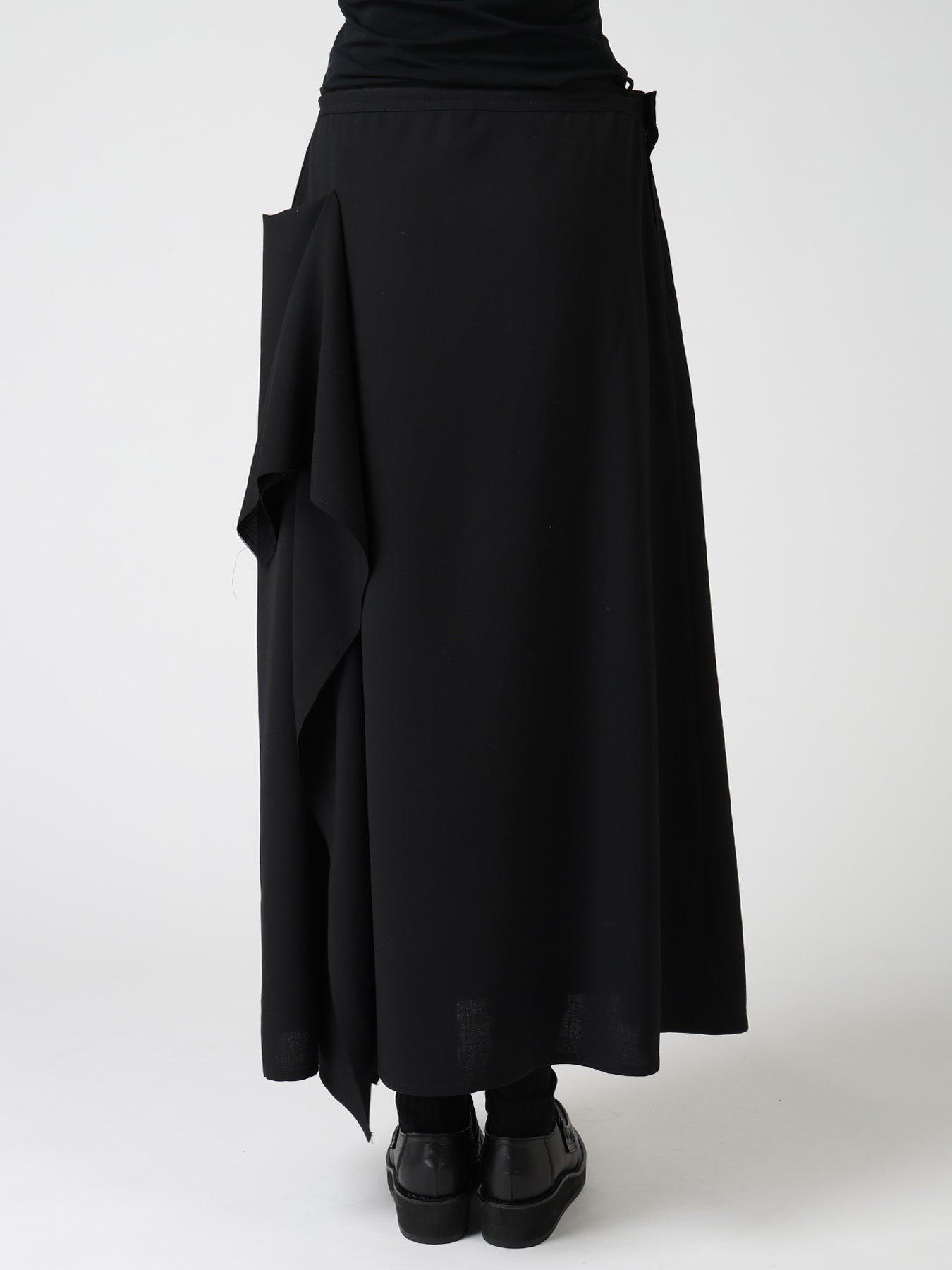 WOOL SERGE LEFT DRAPE SKIRT