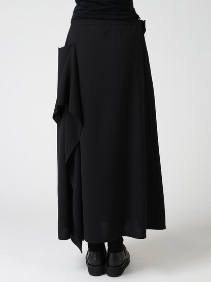 WOOL SERGE LEFT DRAPE SKIRT