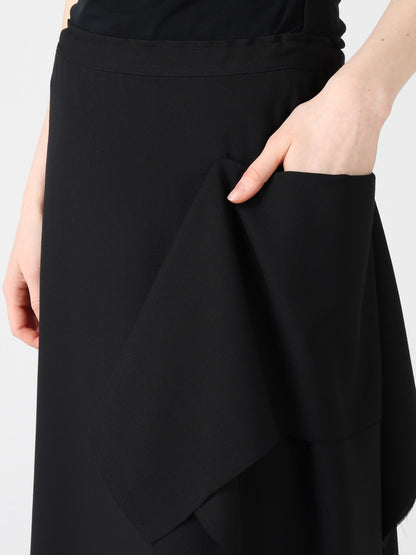 WOOL SERGE LEFT DRAPE SKIRT