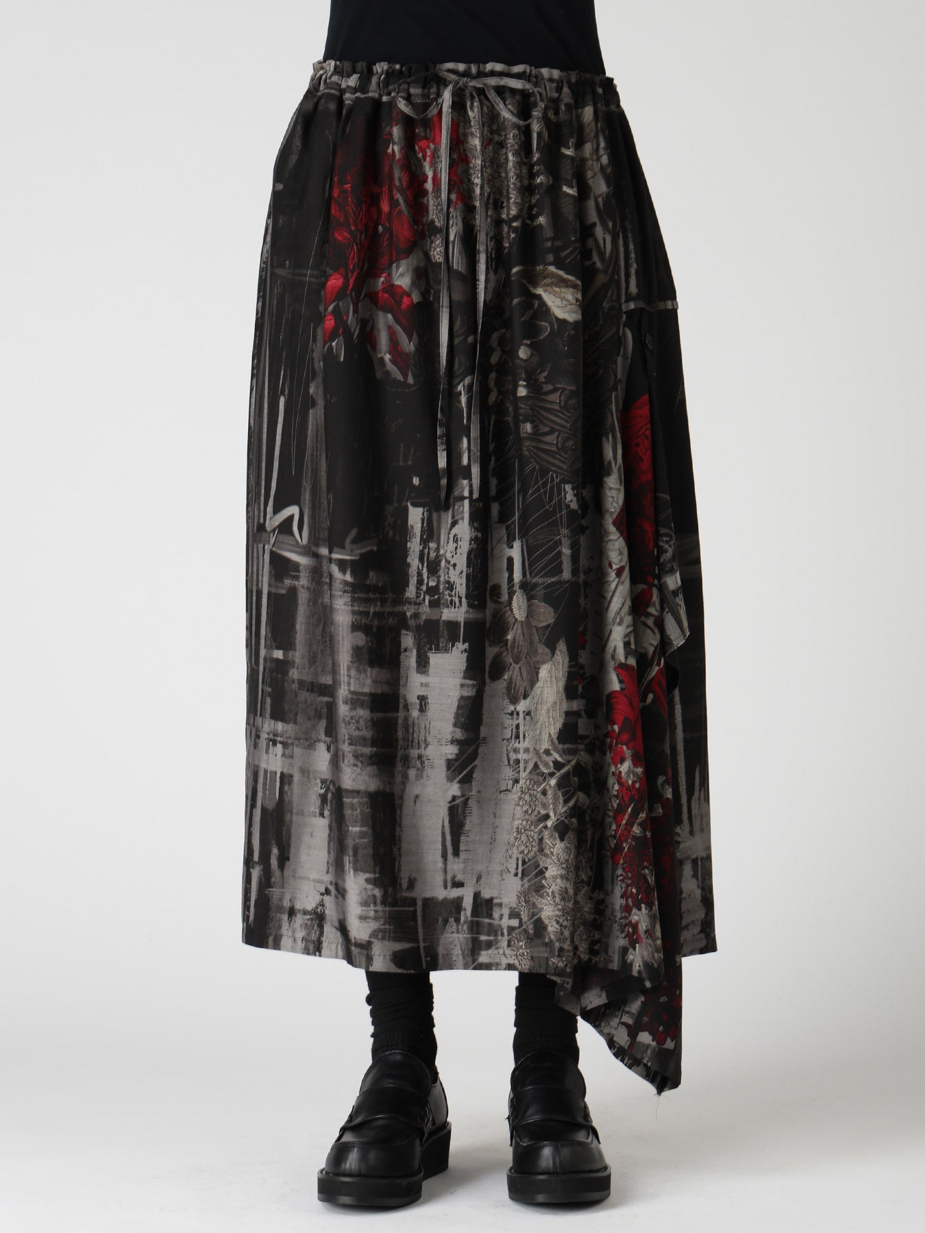 CUPRO DISTORTED FLOWER DETACHED PANEL SKIRT