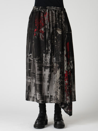 CUPRO DISTORTED FLOWER DETACHED PANEL SKIRT