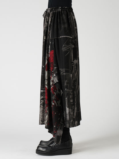 CUPRO DISTORTED FLOWER DETACHED PANEL SKIRT