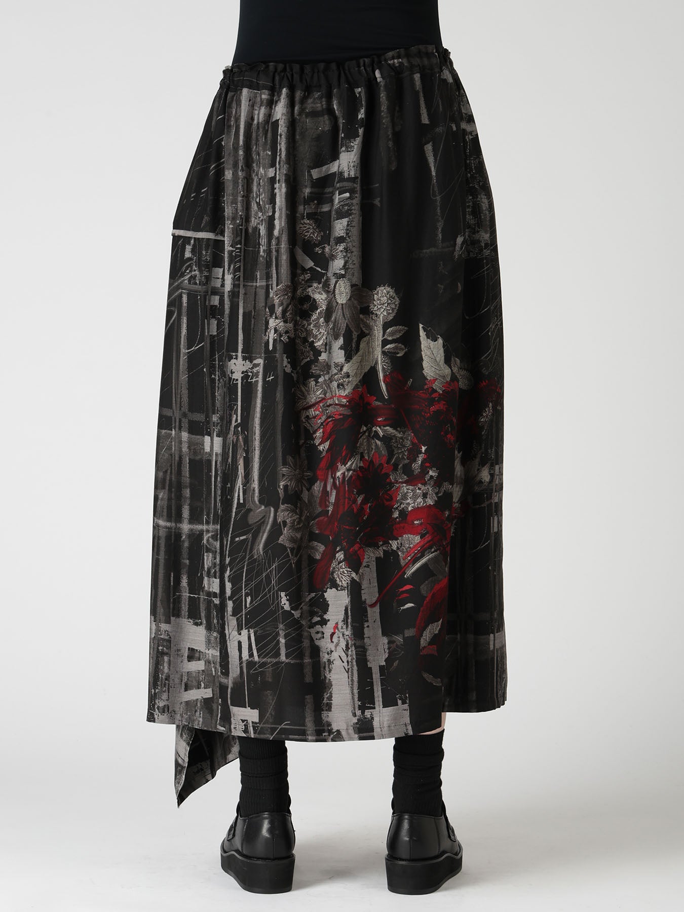 CUPRO DISTORTED FLOWER DETACHED PANEL SKIRT