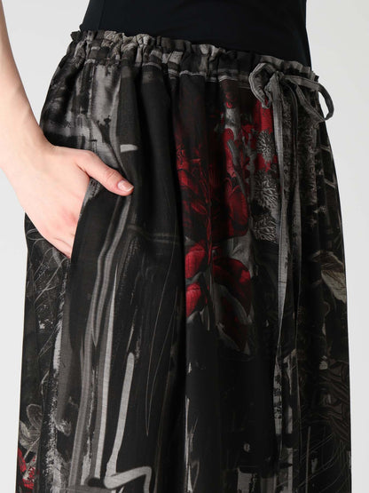 CUPRO DISTORTED FLOWER DETACHED PANEL SKIRT