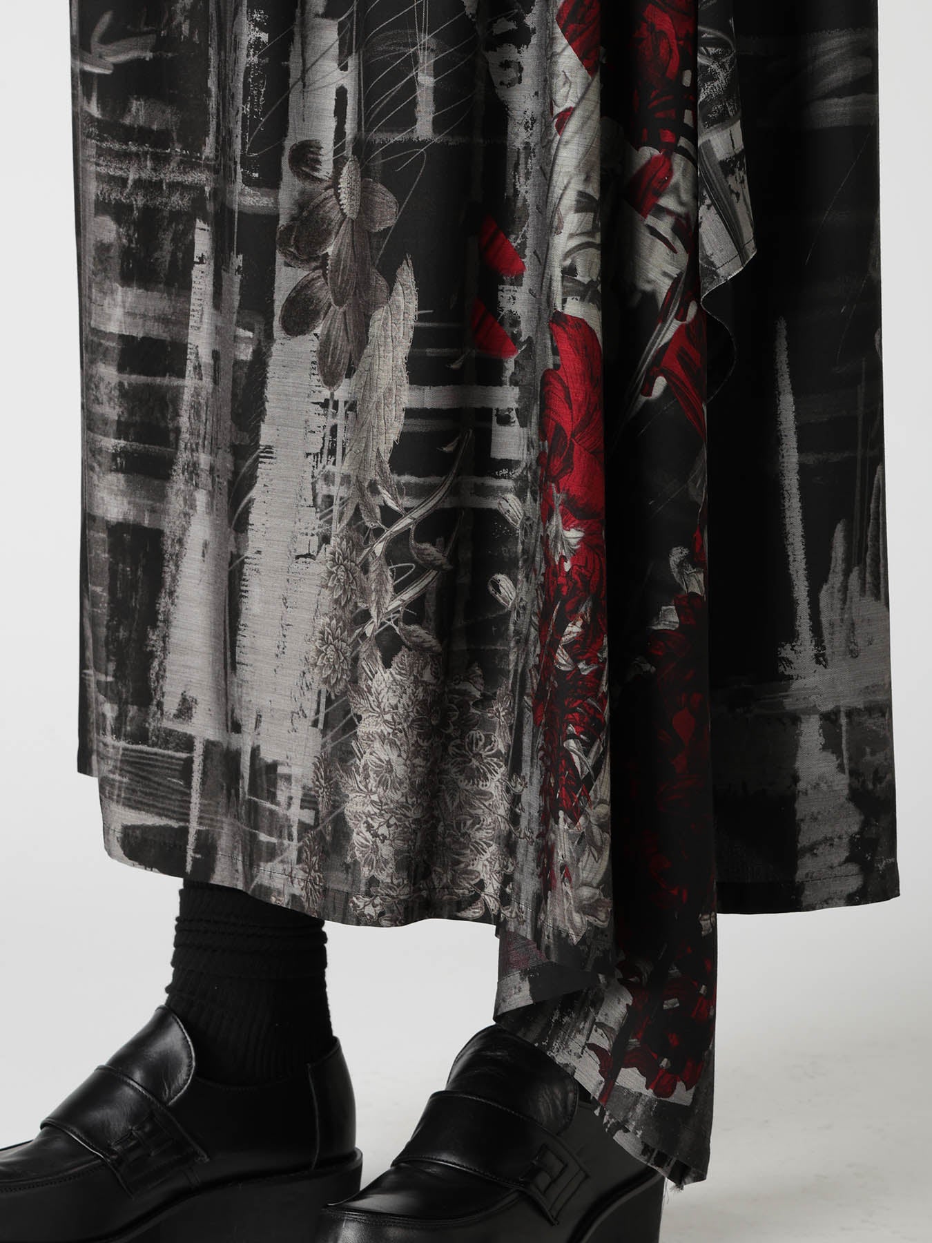 CUPRO DISTORTED FLOWER DETACHED PANEL SKIRT