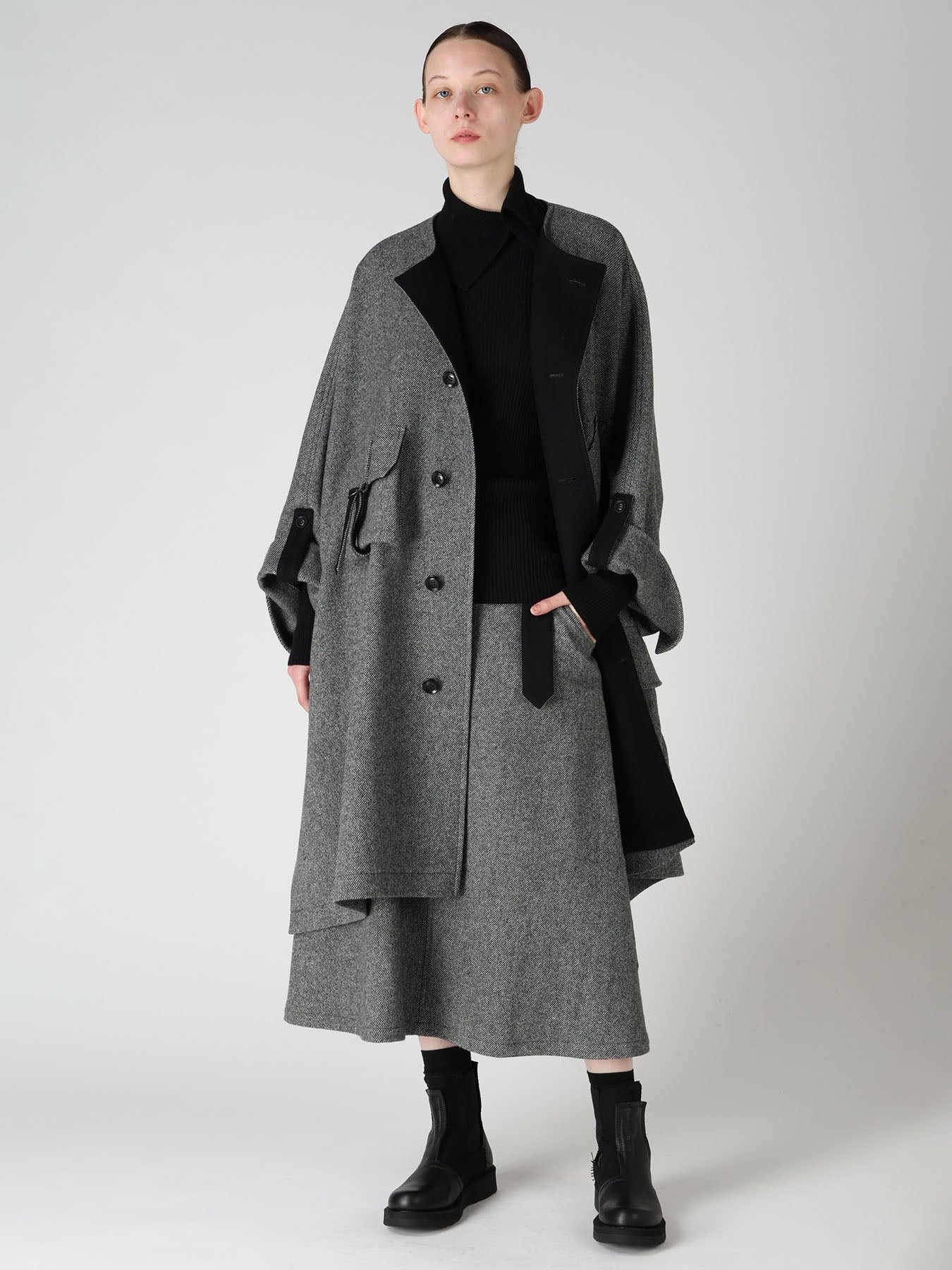 TWILL FLANNEL BELTED SKIRT – THE SHOP YOHJI YAMAMOTO
