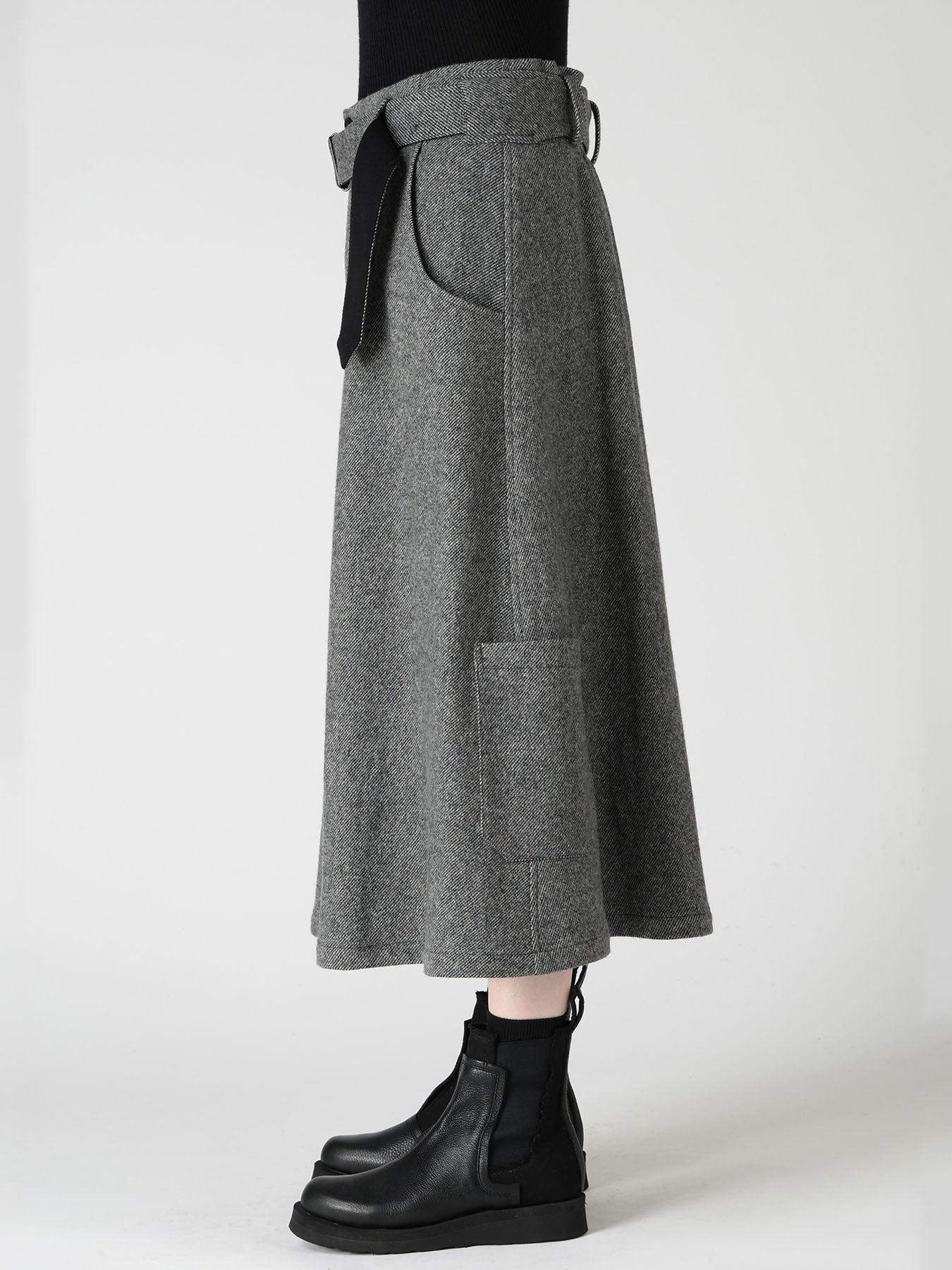 TWILL FLANNEL BELTED SKIRT – THE SHOP YOHJI YAMAMOTO