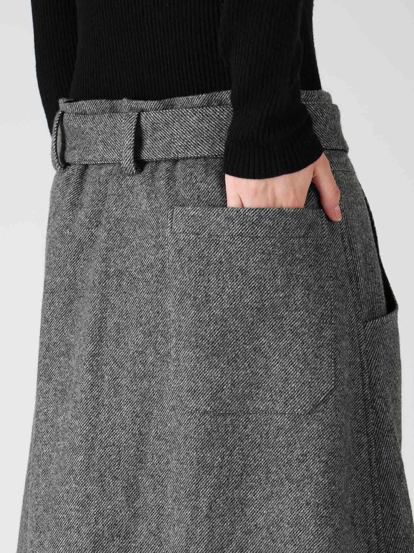 TWILL FLANNEL BELTED SKIRT – THE SHOP YOHJI YAMAMOTO