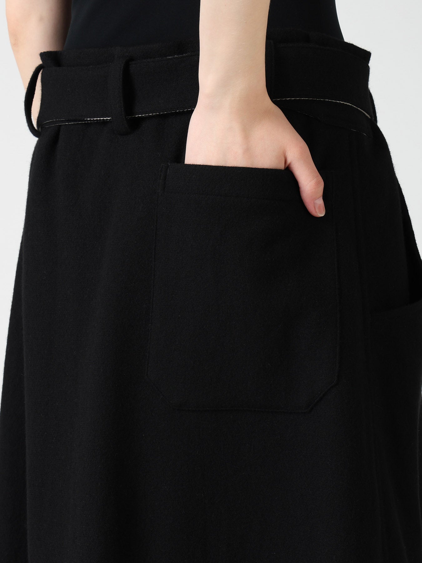 TWILL FLANNEL BELTED SKIRT – THE SHOP YOHJI YAMAMOTO