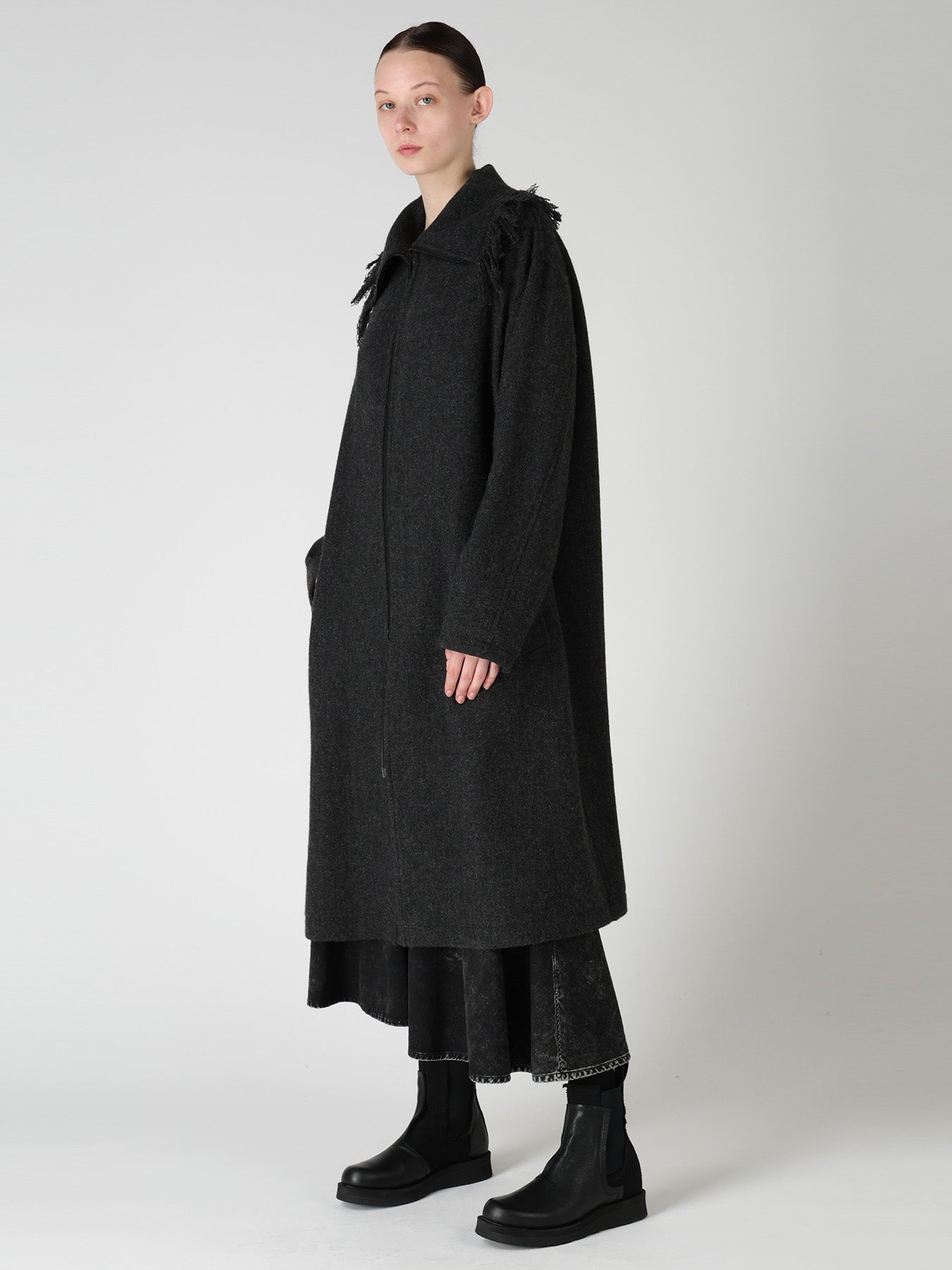 美品■yohji yamamoto【S】カシミヤ混 変形 コート ブラック 黒 6OZ DENIM CHEMICAL WASH PANEL SEMICIRCLE SKIRT – THE SHOP YOHJI