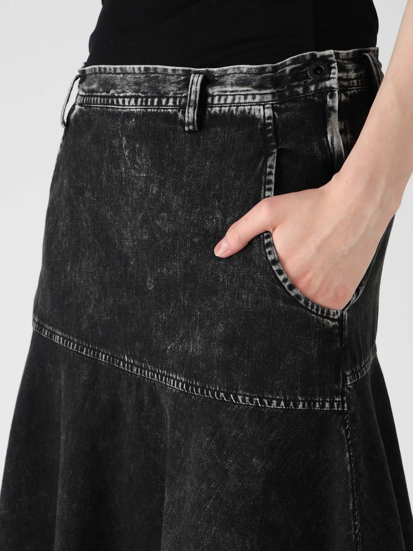 6OZ DENIM CHEMICAL WASH PANEL SEMICIRCLE SKIRT – THE SHOP YOHJI