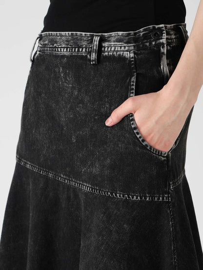 6OZ DENIM CHEMICAL WASH PANEL SEMICIRCLE SKIRT