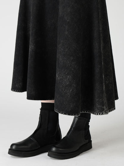 6OZ DENIM CHEMICAL WASH PANEL SEMICIRCLE SKIRT