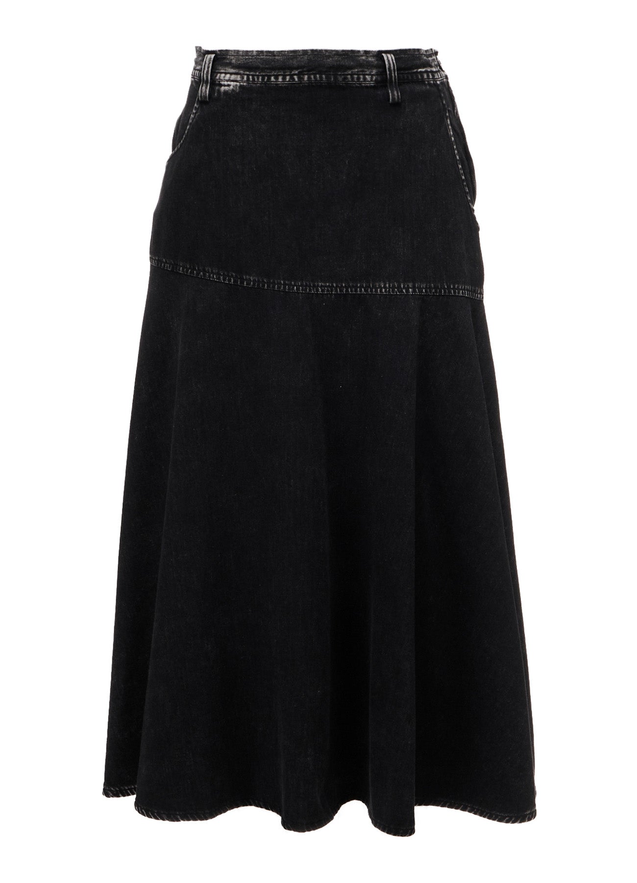6OZ DENIM CHEMICAL WASH PANEL SEMICIRCLE SKIRT