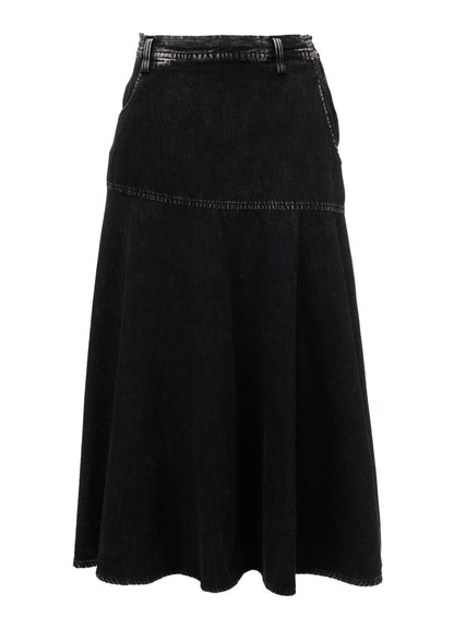 6OZ DENIM CHEMICAL WASH PANEL SEMICIRCLE SKIRT