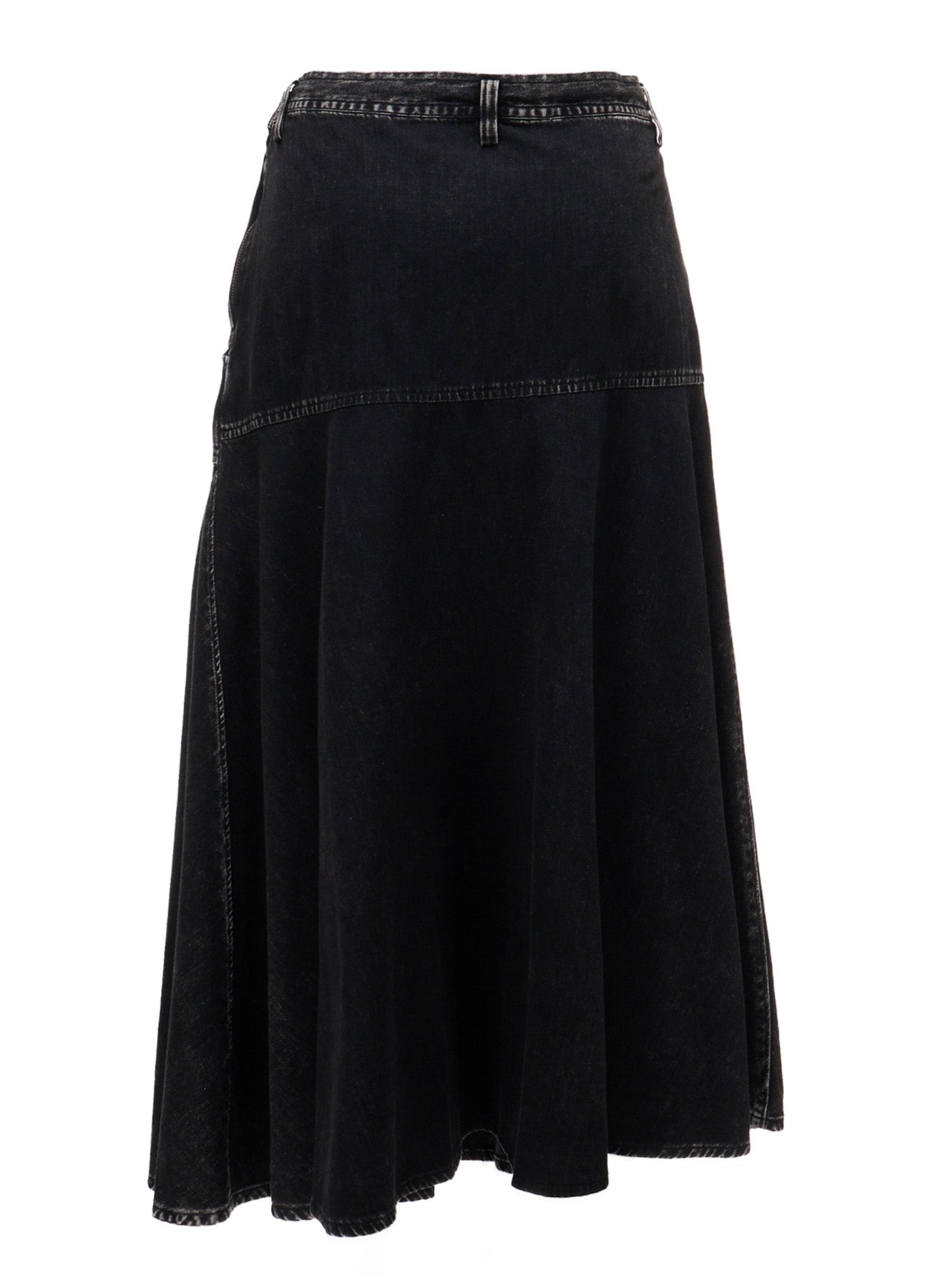 6OZ DENIM CHEMICAL WASH PANEL SEMICIRCLE SKIRT – THE SHOP YOHJI