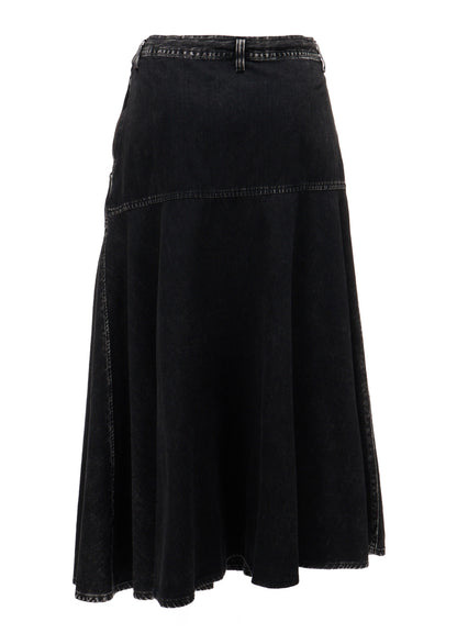 6OZ DENIM CHEMICAL WASH PANEL SEMICIRCLE SKIRT