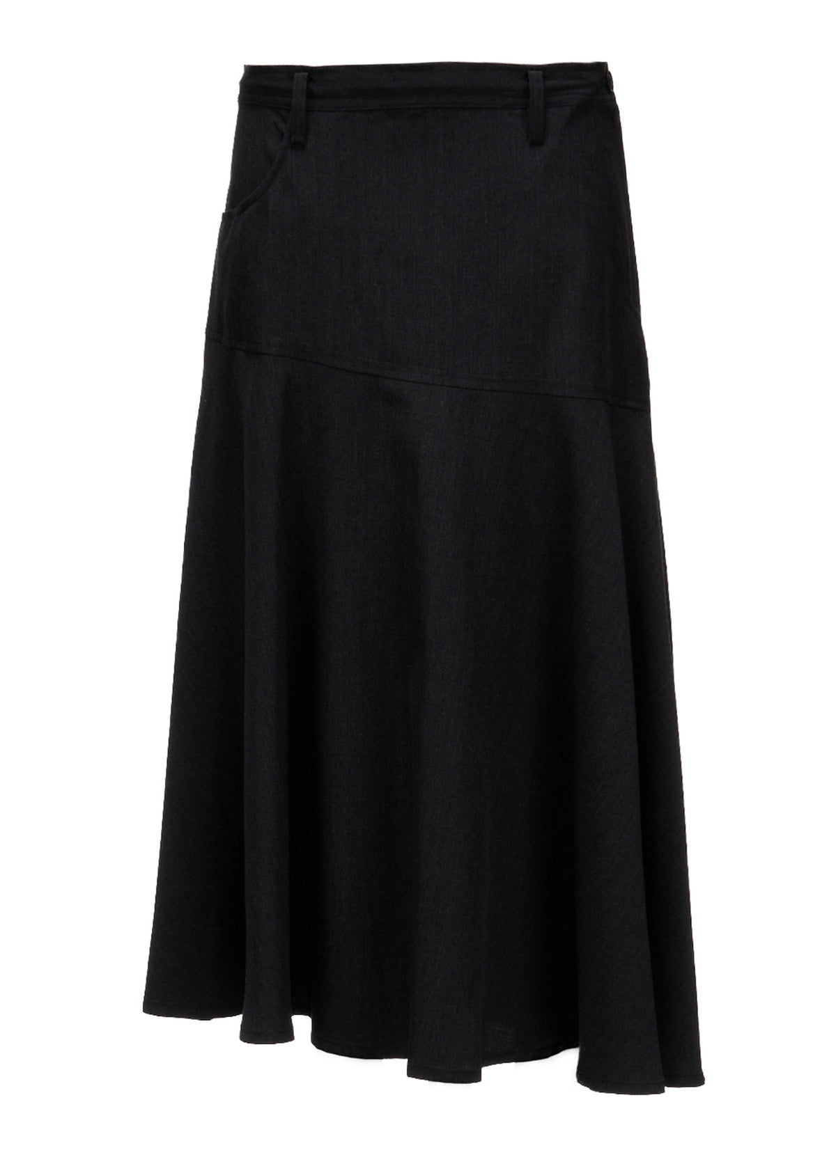 WOOL GABARDINE PANEL FLARE SKIRT
