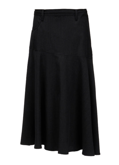 WOOL GABARDINE PANEL FLARE SKIRT