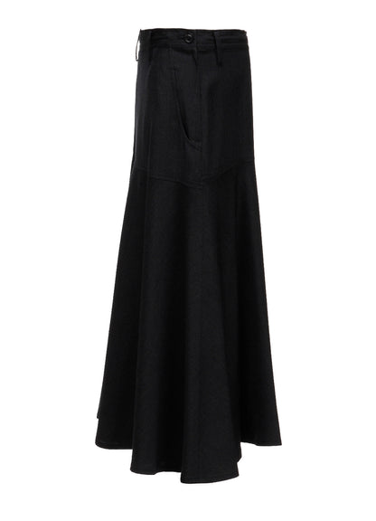 WOOL GABARDINE PANEL FLARE SKIRT
