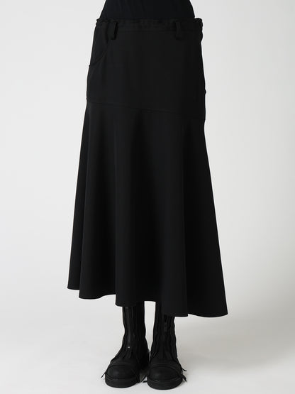 WOOL GABARDINE PANEL FLARE SKIRT