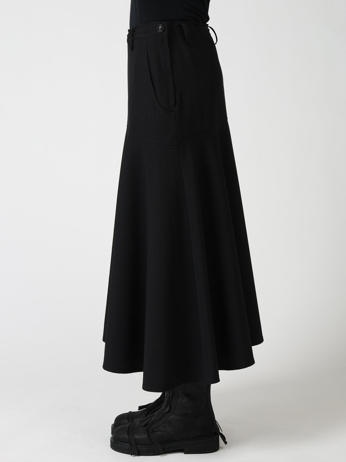 WOOL GABARDINE PANEL FLARE SKIRT